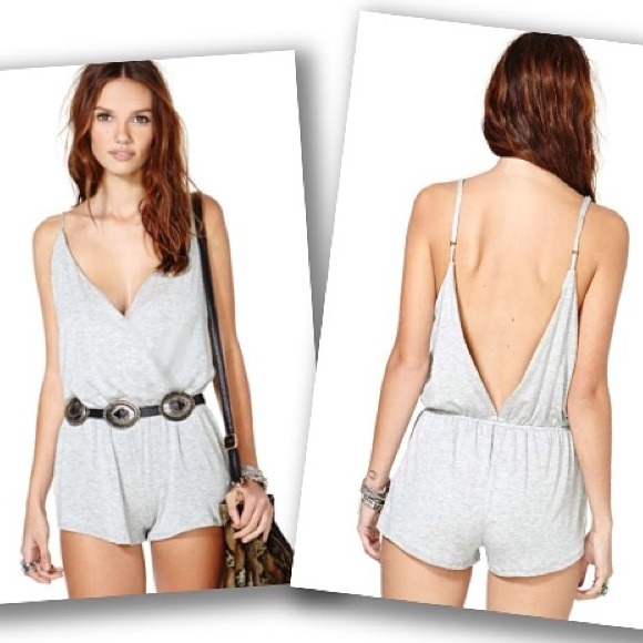 Nasty Gal  Grey Open Back Romper