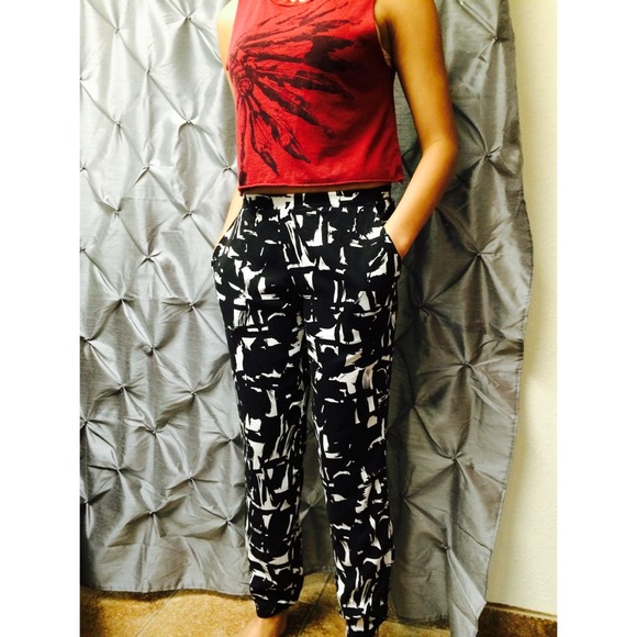 Black and white harem pants