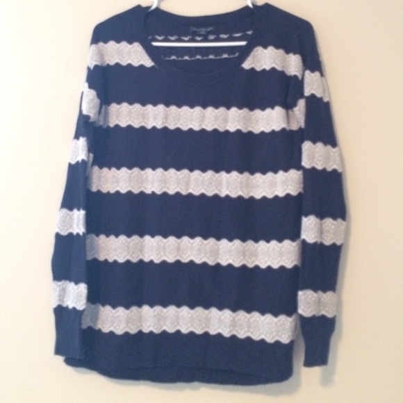 AE Lace Patterned Dark Blue Sweater