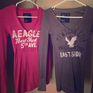 NWOT 2 American eagle thermal graphic tops