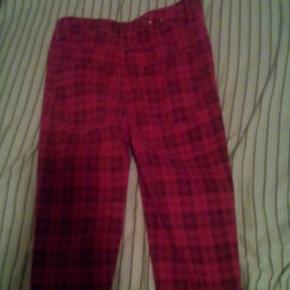 Red & black plaid skinny jeans size 3 - Picture 2 of 2
