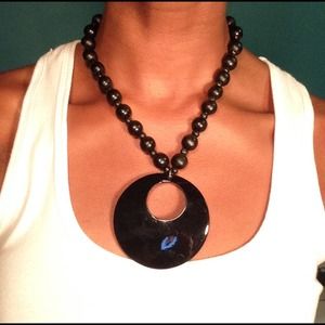 Black Circle Pendant Necklace