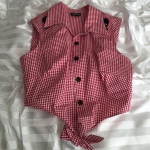 Red and white gingham crop top