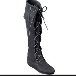 Knee High Black Fringe boots 🚫HOLD🚫