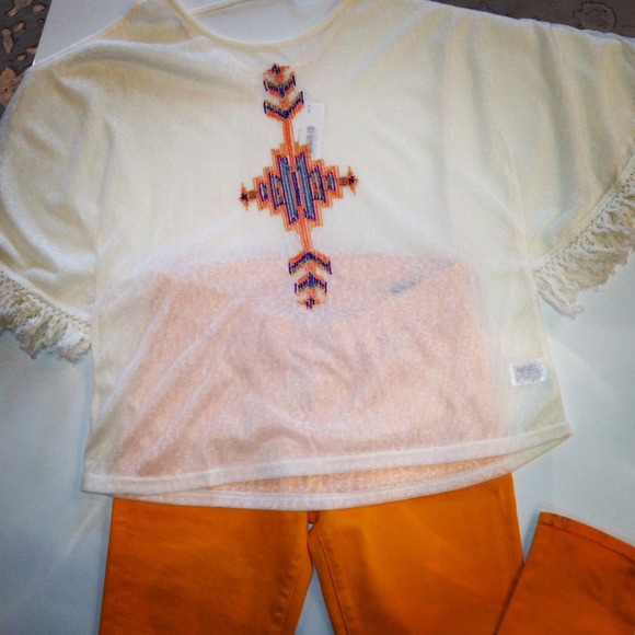 Umgee Embroidered Fringe Top