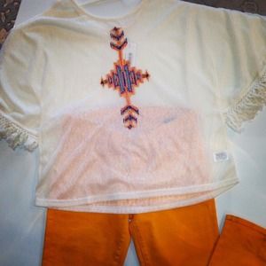 Umgee Embroidered Fringe Top