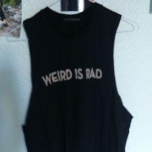 SOLD BM  WEIRD IS RAD Embroidered Tank