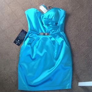 Bebe blue strapless dress