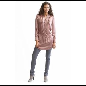 Banana Republic Silk Ruffle Shirt Dress
