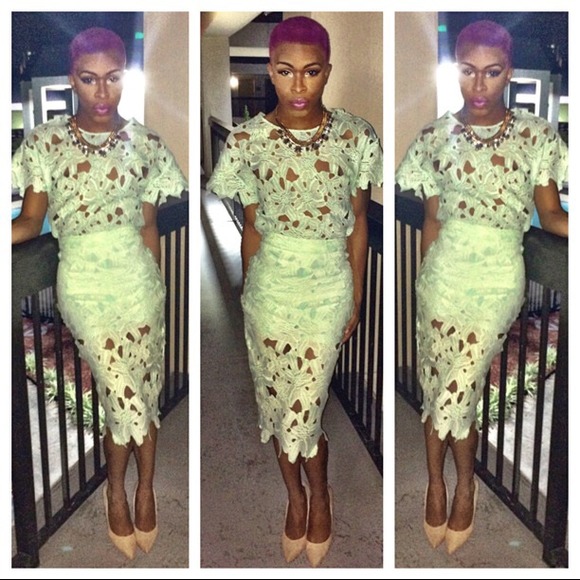 Mint green two piece dress