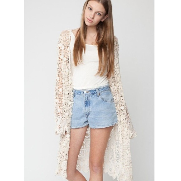 ❌SoldBrandy Melville Crochet Lace Cardigan