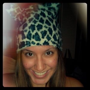 Black and white snow bunny beanie