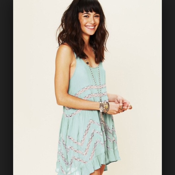 ❌Traded❌ Free People Mint Voile & Lace Trapeze
