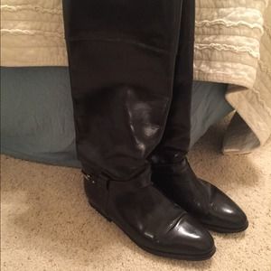 Black leather saks riding boots