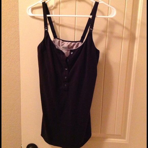 Black and gray nursing Henley tank