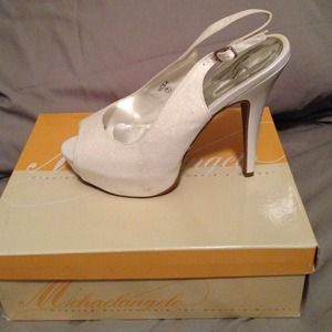 White iridescent shoes