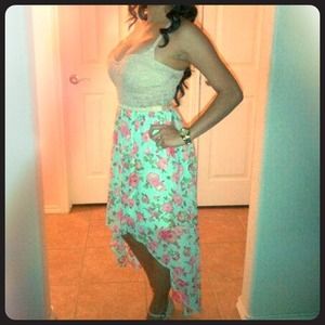 strapless floral dress