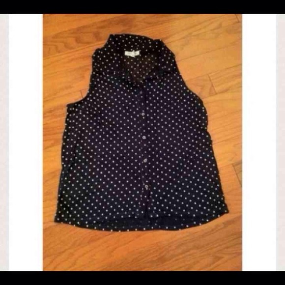 Navy And White Polka Dot Tank - Picture 1 of 3