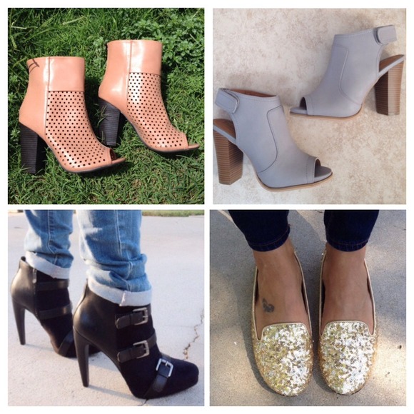 Leila Stone  Boots - BUNDLE: Black&Tan Booties/Gray Heels/Sequin Flats