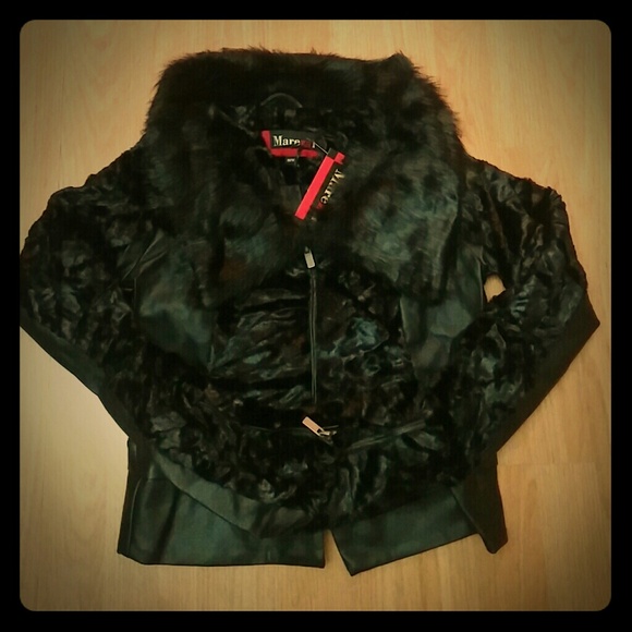 Marezzi Jackets & Blazers - Bundle black leather/fur jacker + summer dress