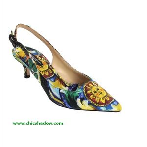 Dolce & Gabbana Floral Pointed Toe Low Heel Shoes