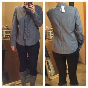 NEW YORK & COMPANY Grey Long Sleeve Blouse  NWT