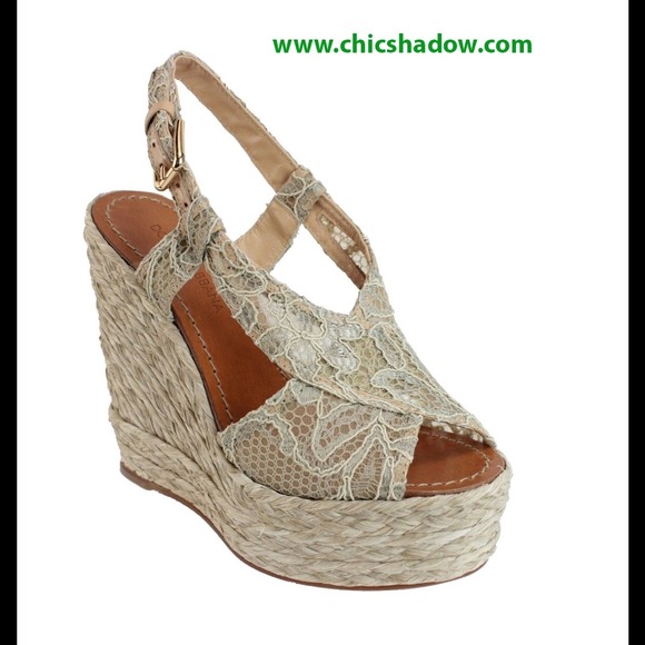 Dolce & Gabbana Mesh/Woven Straw Open Toe Wedges - Picture 1 of 4