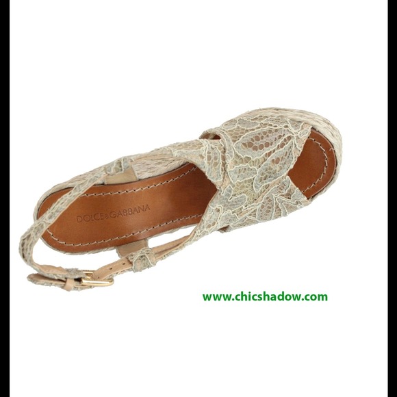 Dolce & Gabbana Mesh/Woven Straw Open Toe Wedges - Picture 3 of 4