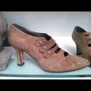 Faux suede Victorian booties, Jones New York