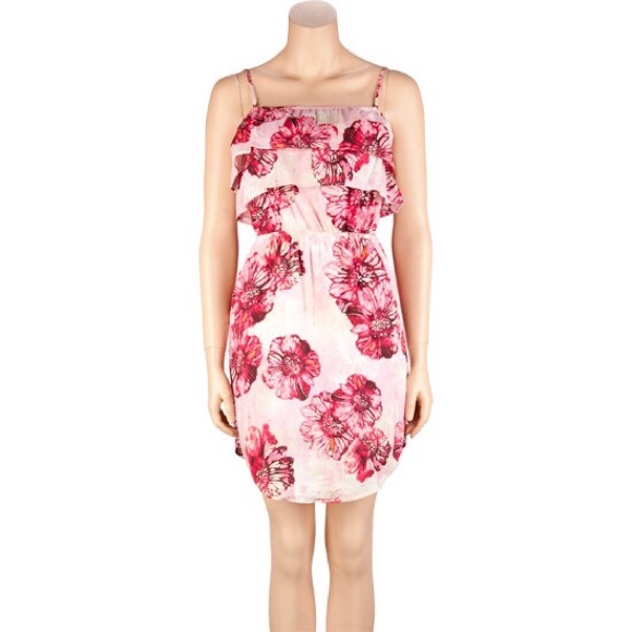 Red, White & Pink Floral Ruffle Roxy Mini Dress - Picture 2 of 4