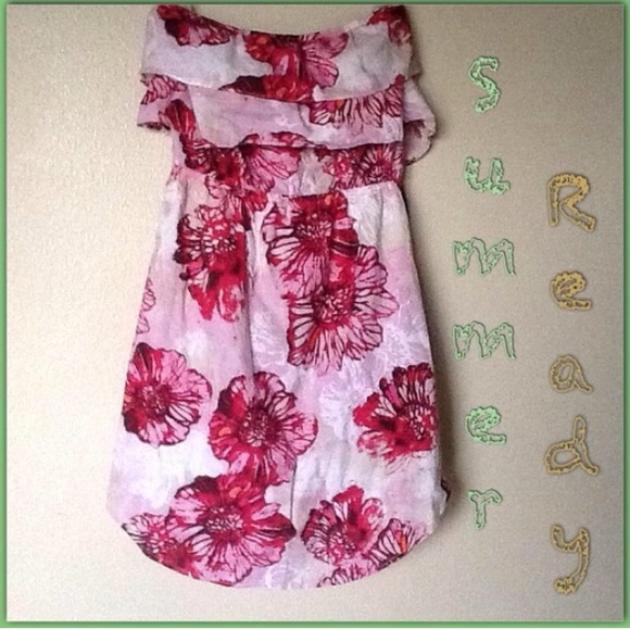 Red, White & Pink Floral Ruffle Roxy Mini Dress - Picture 3 of 4