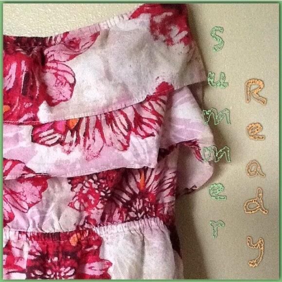 Red, White & Pink Floral Ruffle Roxy Mini Dress - Picture 4 of 4