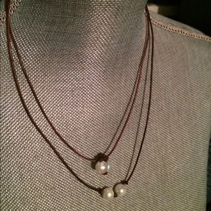 Leather Pearl Necklace...😍
