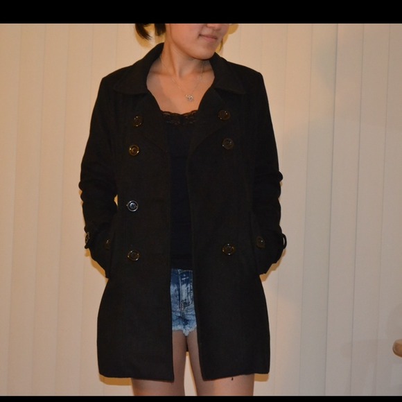 Warm winter black pea coat great condition