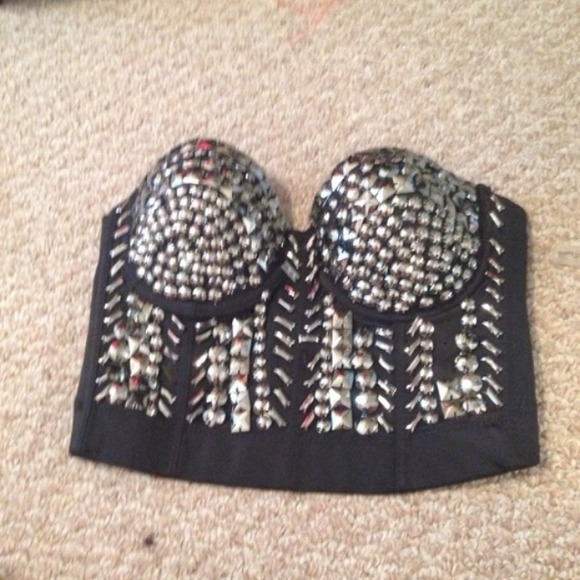 Silver studded crop top