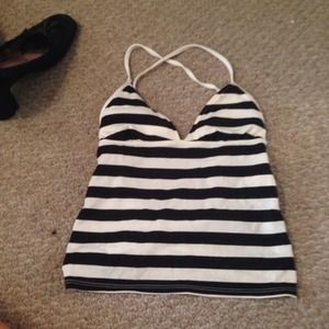 Black & white stripes bathing suit top