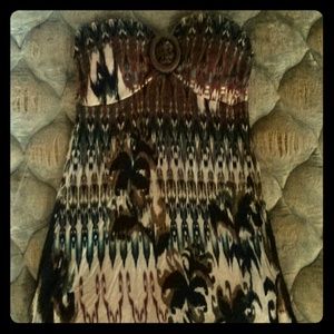 Bohemian print strapless top