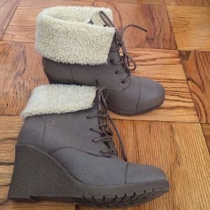 Lace Up Wedge Boots