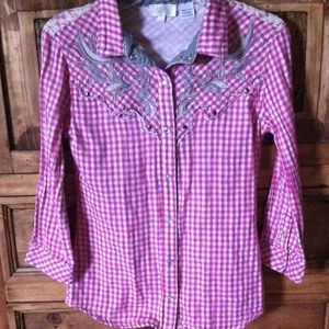 Pink Miss Me button down