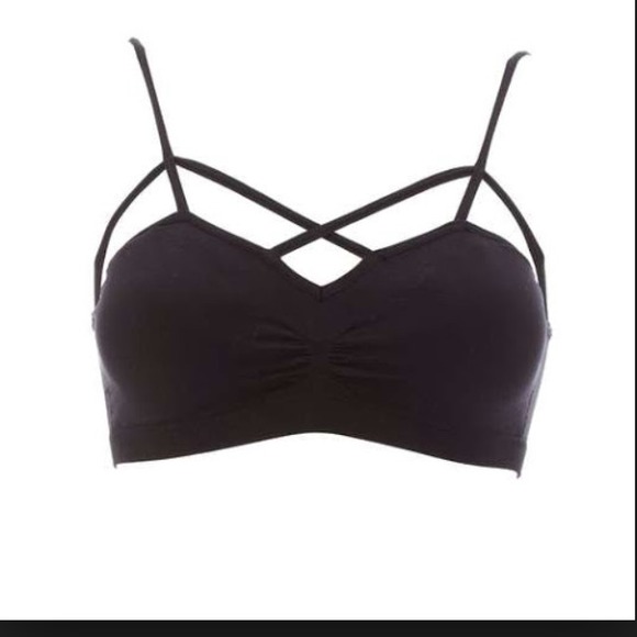 Black caged strappy bralettes