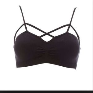 Black caged strappy bralettes