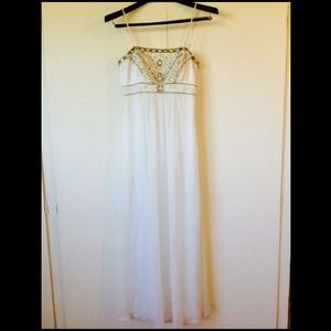 White long Sue Wong goddess dress