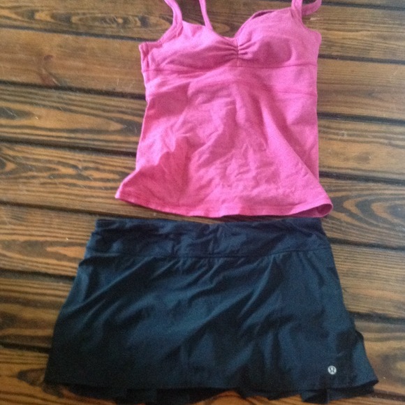 Lululemon top pink workout 10 EXCELLENT no skirt