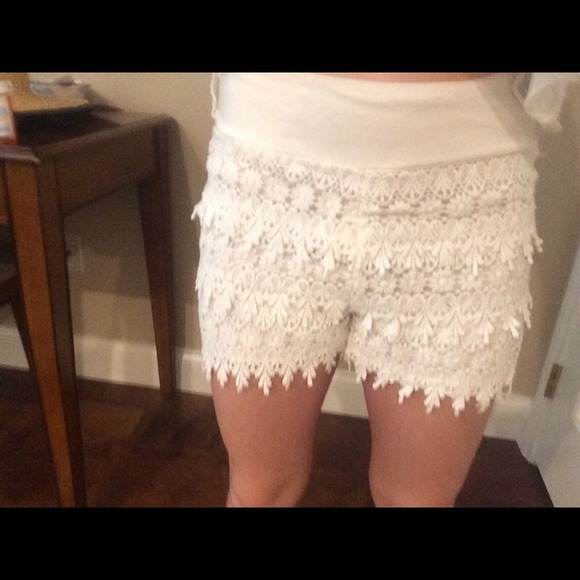 White crochet shorts