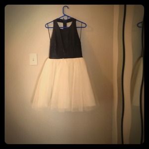 Alice and Olivia Ginnifer leather and tulle dress