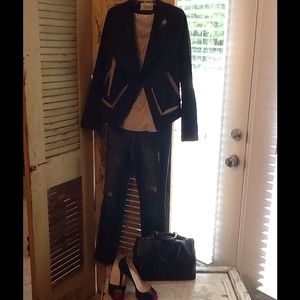 Black jacket w/ nude leather trim