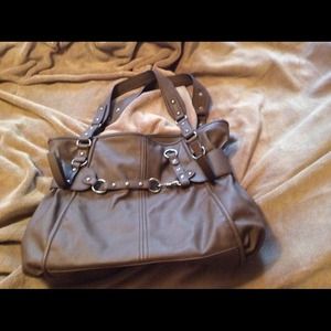 Brown leather handbag