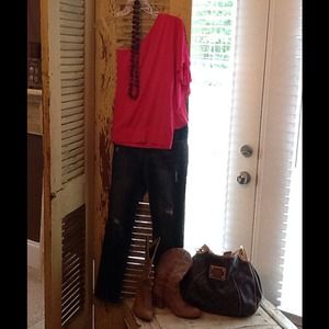 Pink one shoulder top. Local boutique purchase.