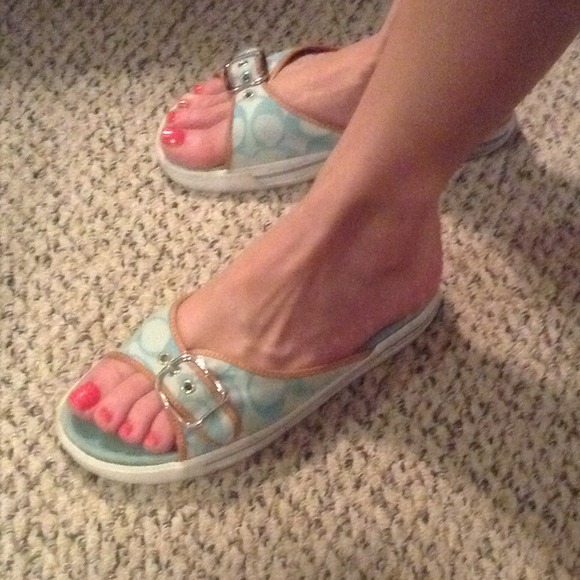 *SOLD* Coach Logo Aqua Sandal