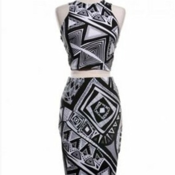 Black and white midi 2 piece